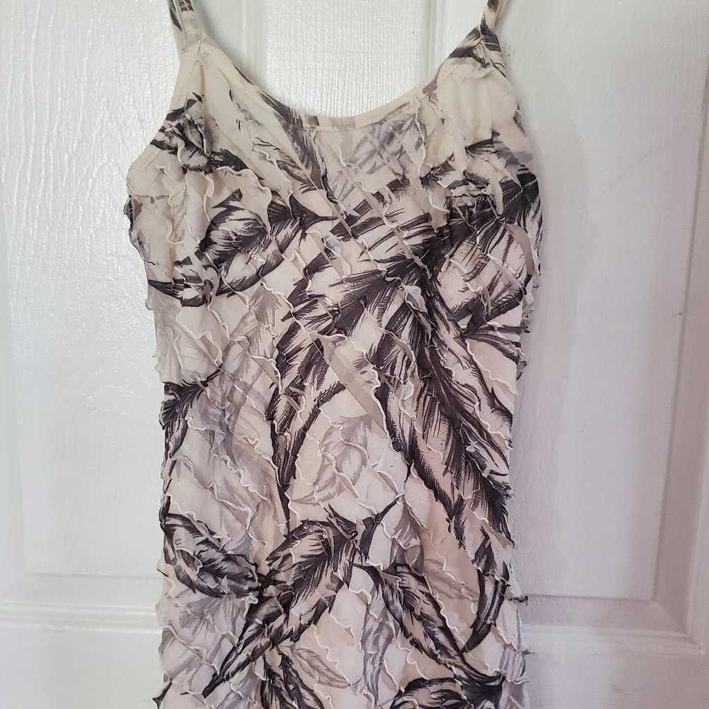 White & gray spaghetti strap ruffle top